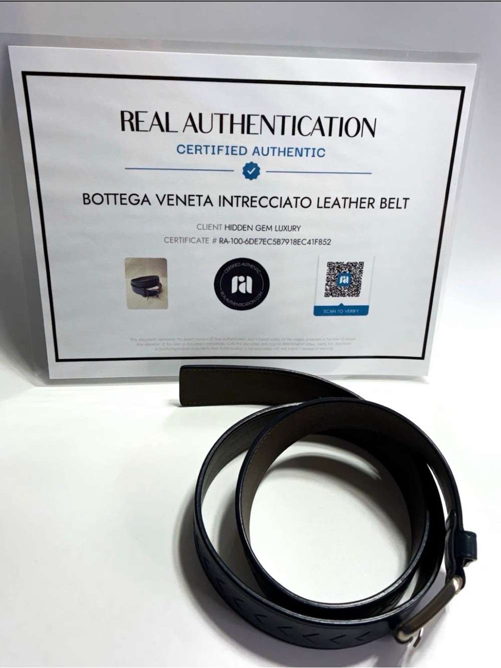 Bottega Veneta Black Intrecciato Leather Belt with Polished Buckle